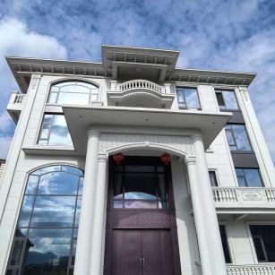 淮南白麻别墅外墙干挂石材效果示例