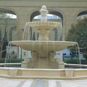 淮南 黄金麻花岗岩异型加工——户外庭院石雕流水喷泉