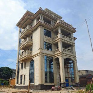 淮南 黄金麻花岗岩石材别墅外墙干挂搭配（雕花栏杆花瓶柱门楼罗马柱）