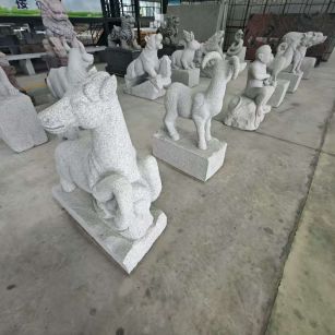 淮南 芝麻白花岗岩造型立体雕刻——十二生肖