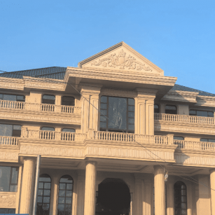 淮南黄金麻别墅外墙干挂石材效果示例