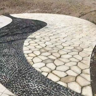 淮南 黄金麻冰裂纹地铺石工地铺装案例