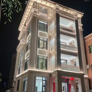 淮南 芝麻白花岗岩别墅外墙夜间效果