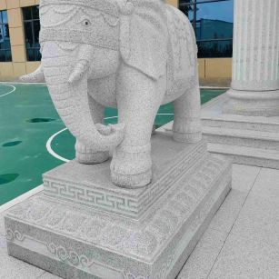 淮南 白麻花岗岩动物异形石雕-大象