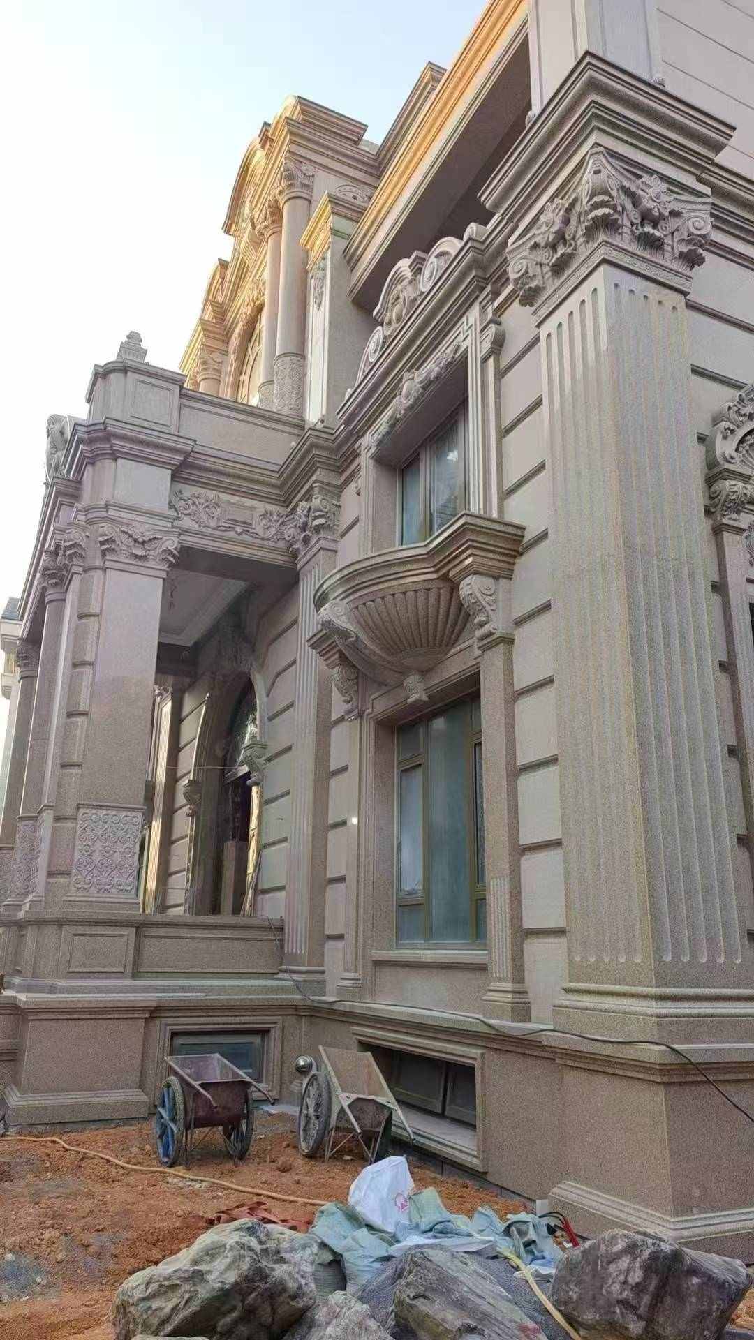 淮南 黄金麻花岗岩光面别墅外墙干挂施工完成