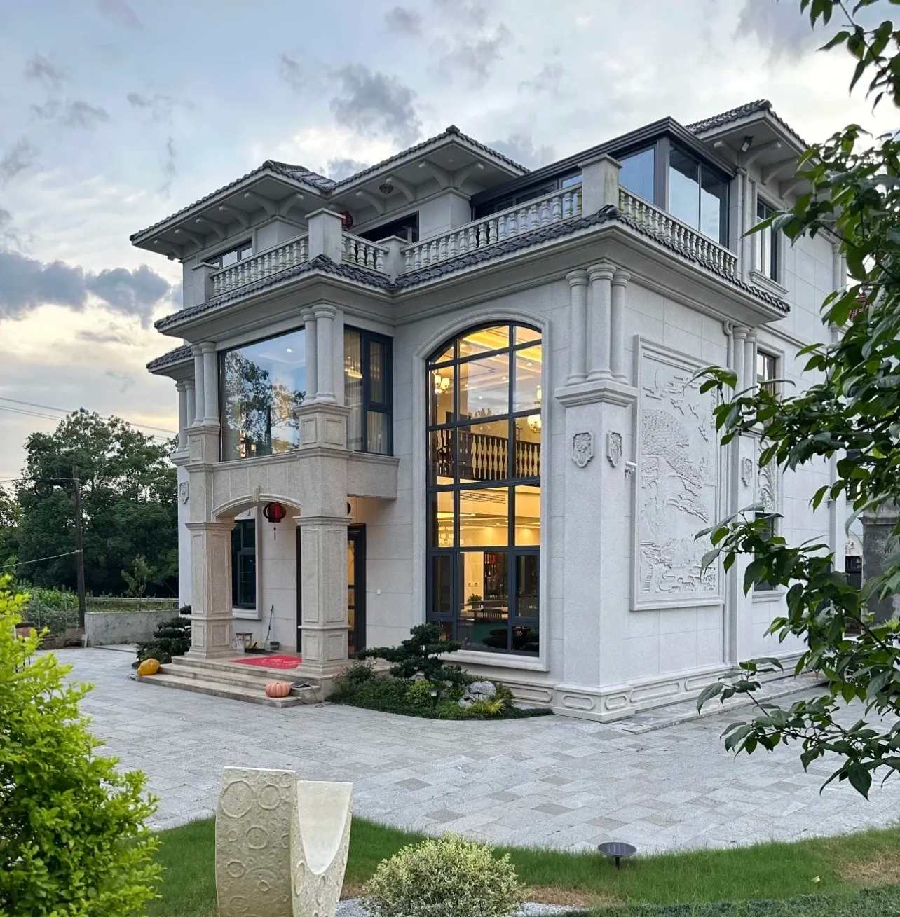 淮南 白麻花岗岩私人别墅干挂石材豪华定制