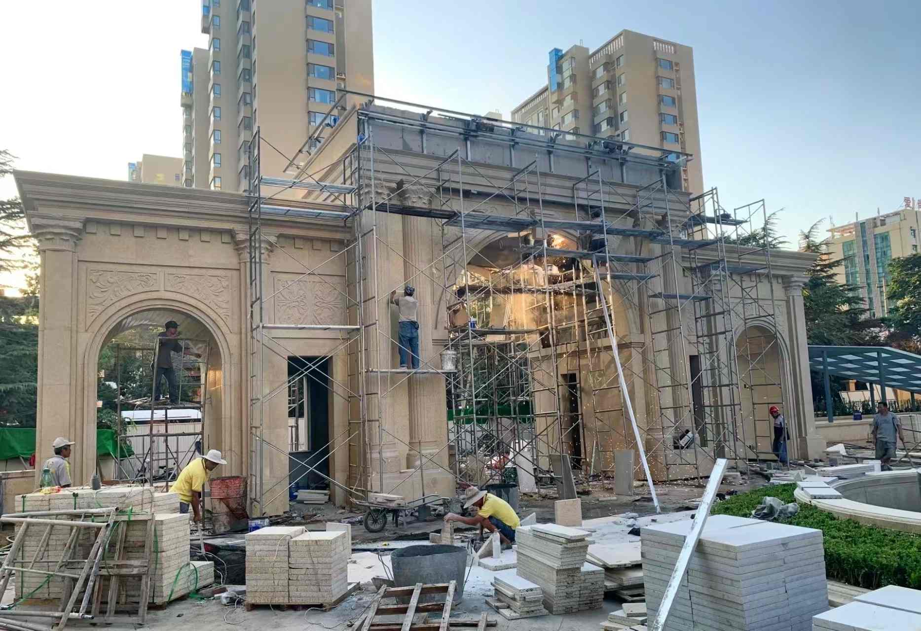 淮南 黄金麻荔枝面花岗岩小区门楼外墙干挂